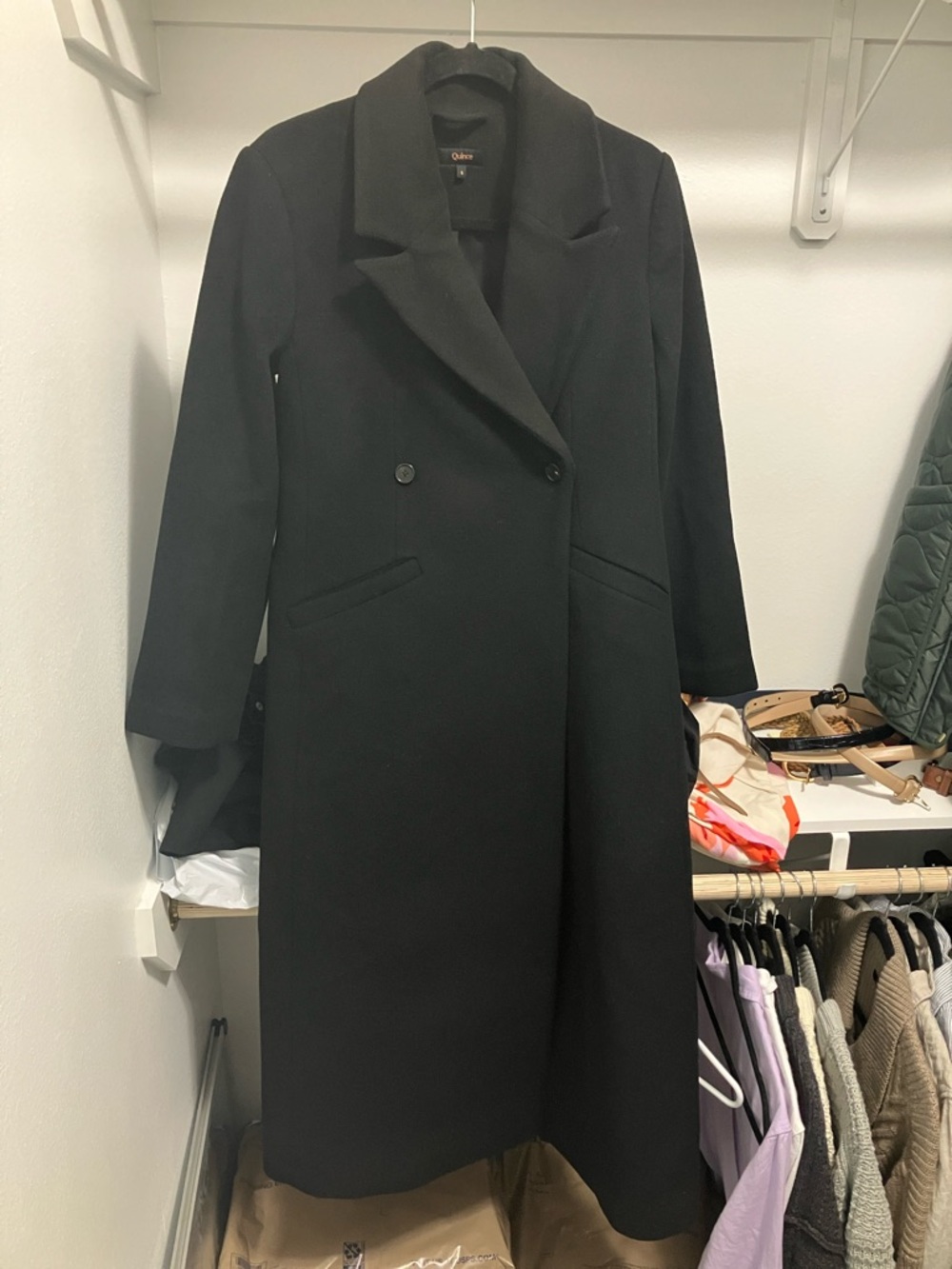 Quince Black Small Wool Cashmere Tailored Coat NWOT